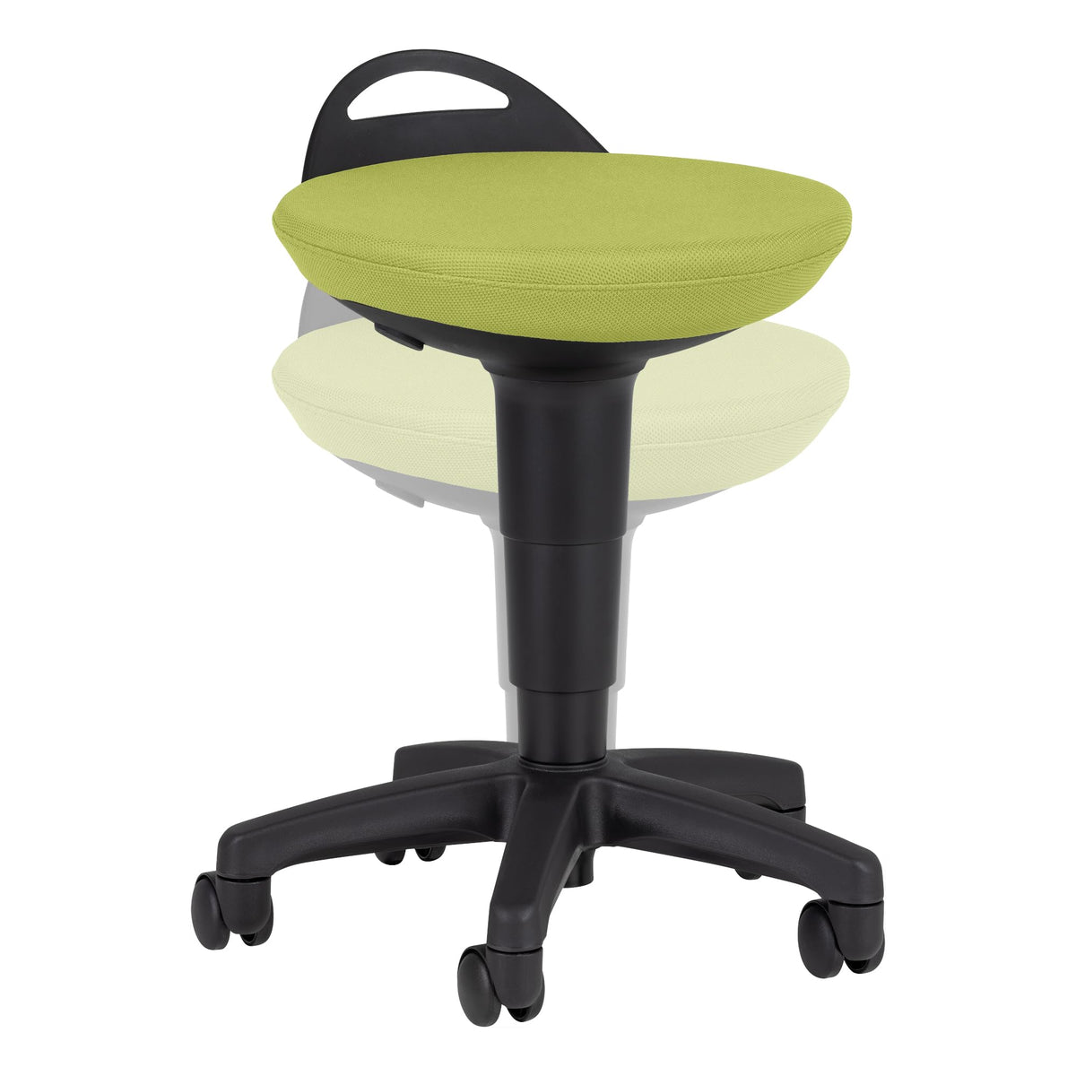 Rolling Adjustable-Height Padded Stool - Fern Green