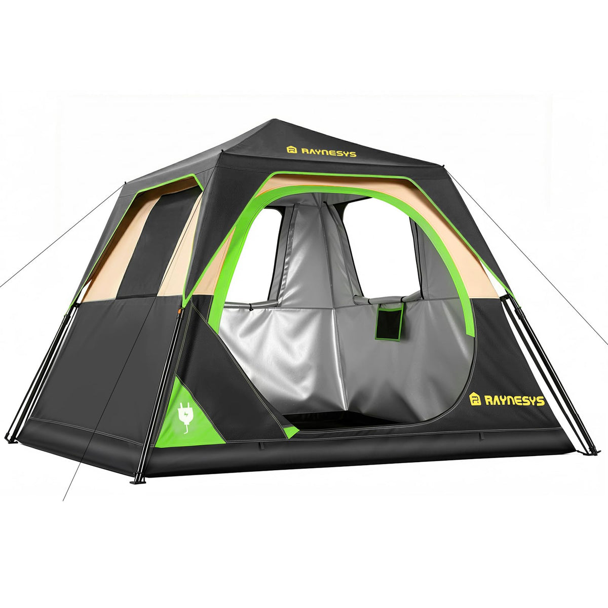 4 Person Instant Tent, Camping Tent Setup in 60 Seconds, Waterproof Pop Up Tents for Camping with Top Rainfly, Instant Cabin Tents with Portable Carry Bag for Family Camp & Hiking, Black + Brown