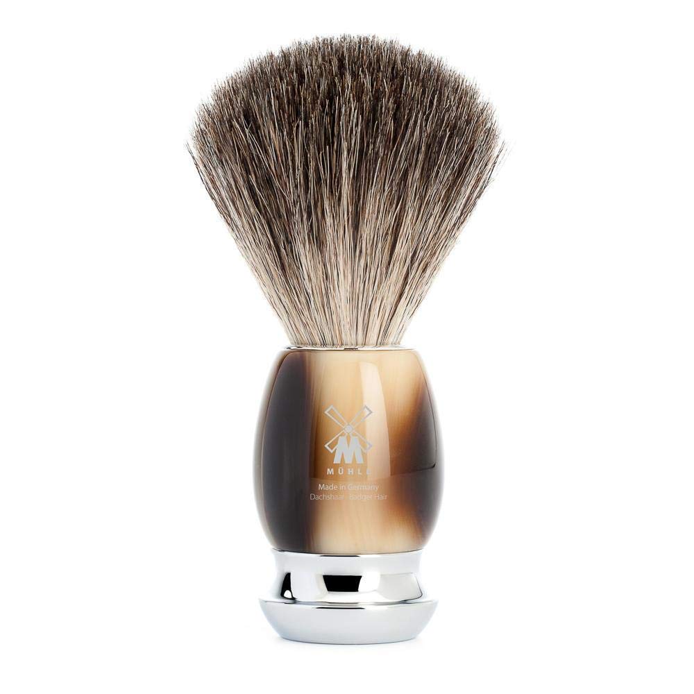 MÜHLE VIVO Brown Horn Resin 4-Piece Pure Badger 5-Blade Razor Shaving Set