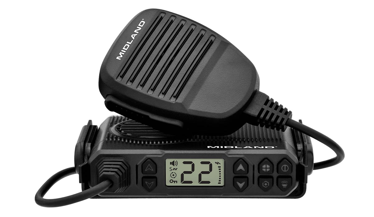 Midland – MXT105 - 5 Watt GMRS MicroMobile Two Way Radio - Off Roading Outdoor RZR Farm Trails Radio - External Magnetic Mount Antenna - NOAA Weather Alerts
