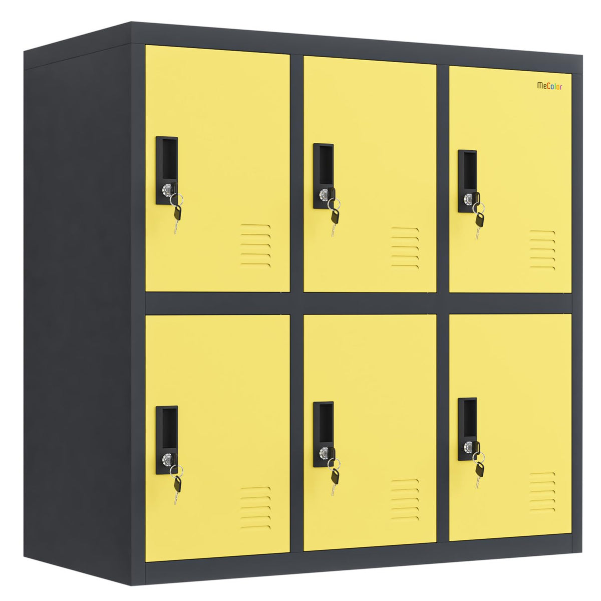 MECOLOR Metal Cabinet with Lock, Lockable Steel Office Cabinets Storage Employee Locker Home Gym (W6D, Yellow)