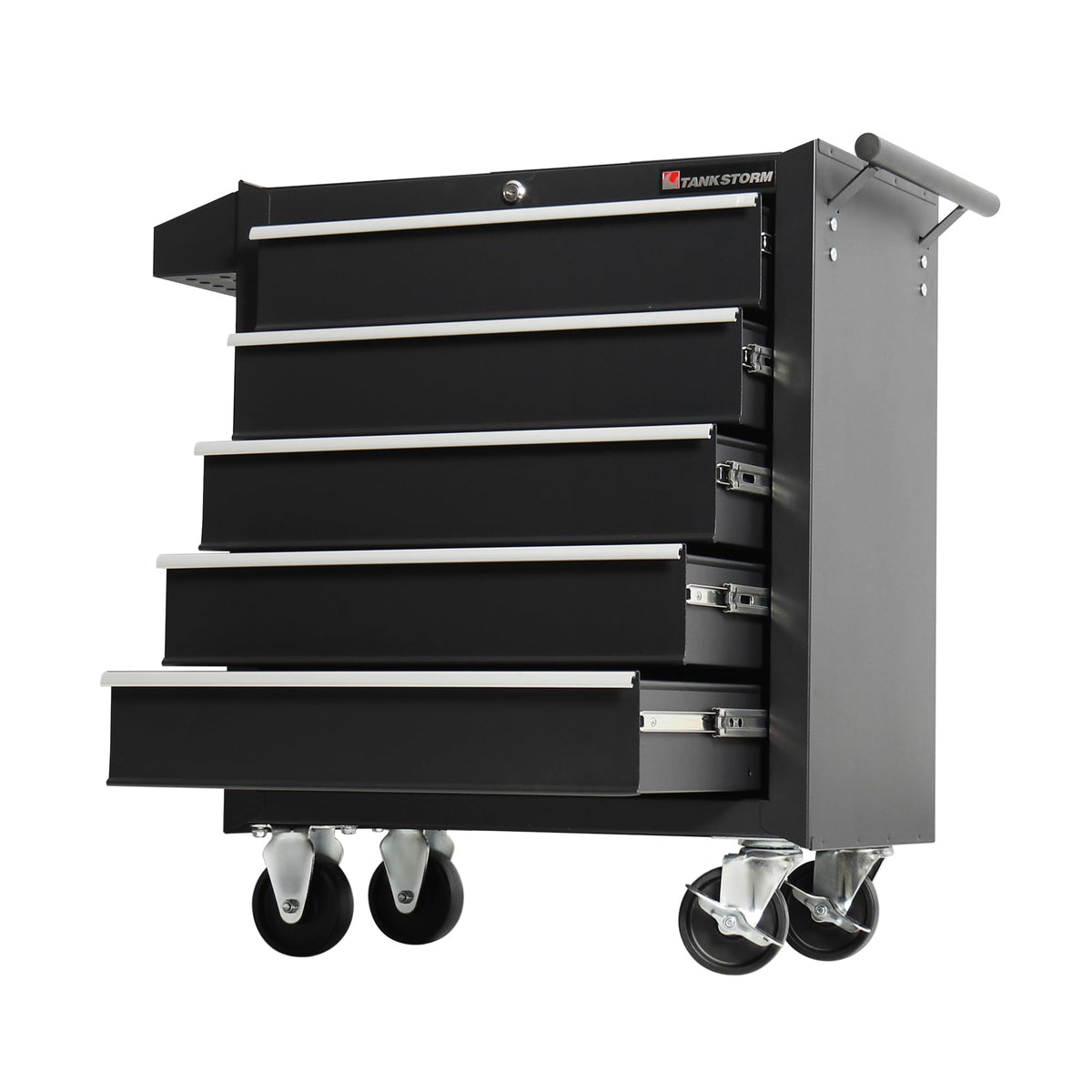 TANKSTORM 5-Drawer Rolling Tool Chest with Wheels, Heavy Duty Lockable Metal Tool Cabinet, Rolling Tool Box Organizer for Garage, Workshop, Repair Shop, Black