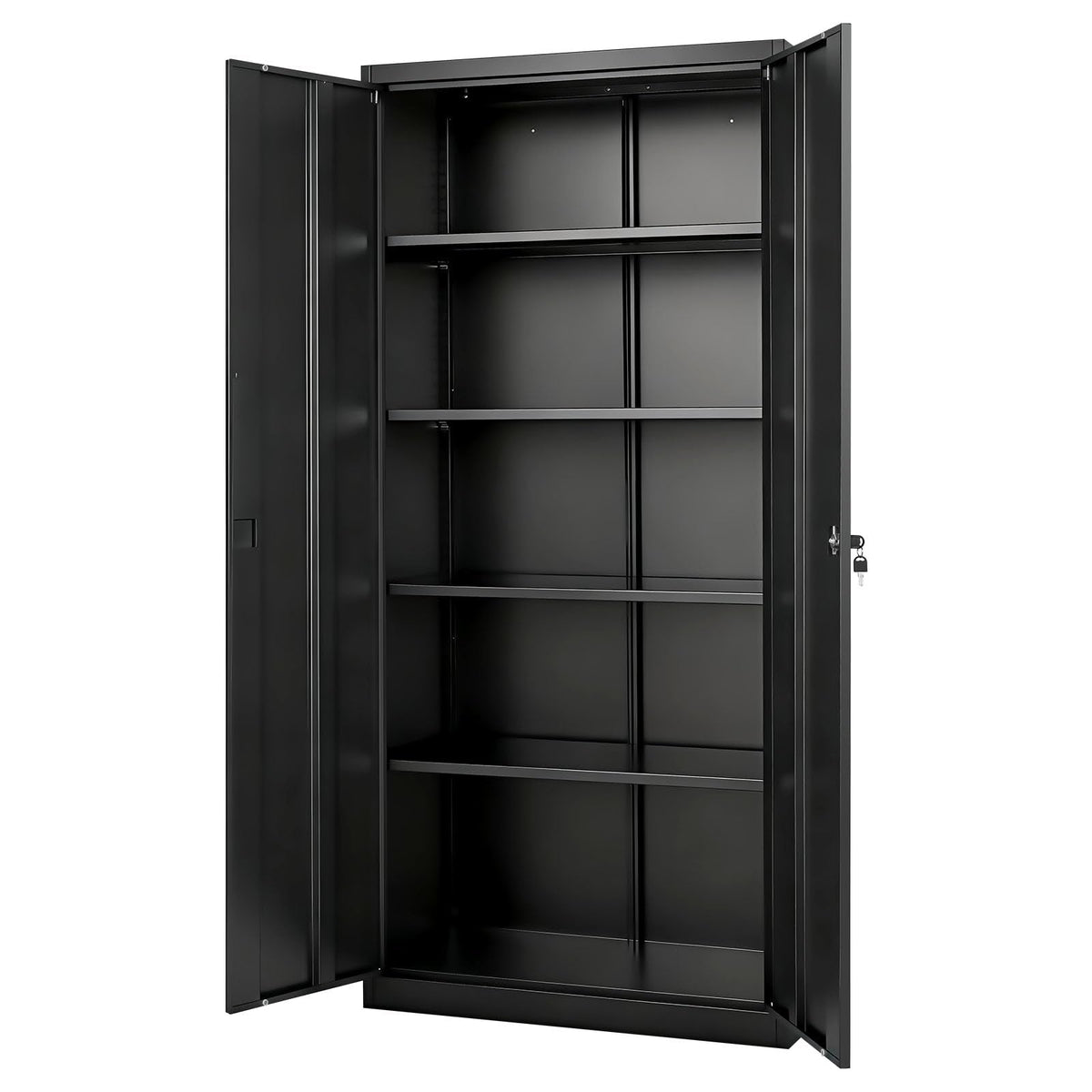 VEVOR Metal Storage Cabinet, Lockable Steel Garage Cabinet with Magnetic Doors and Adjustable Shelves, 2 Keys, 5-Tiers Tall Tool Locker for Home, Office, School, Pantry, Warehouse, Laundry, Black