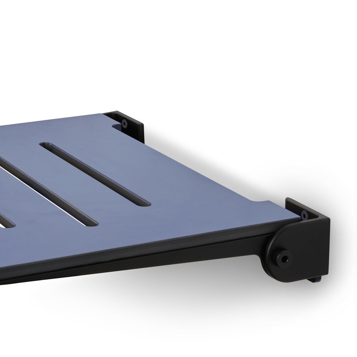 18 inch Silhouette Slimline Folding Wall Mount Shower Bench Seat, Navy Seat with Matte Black Frame