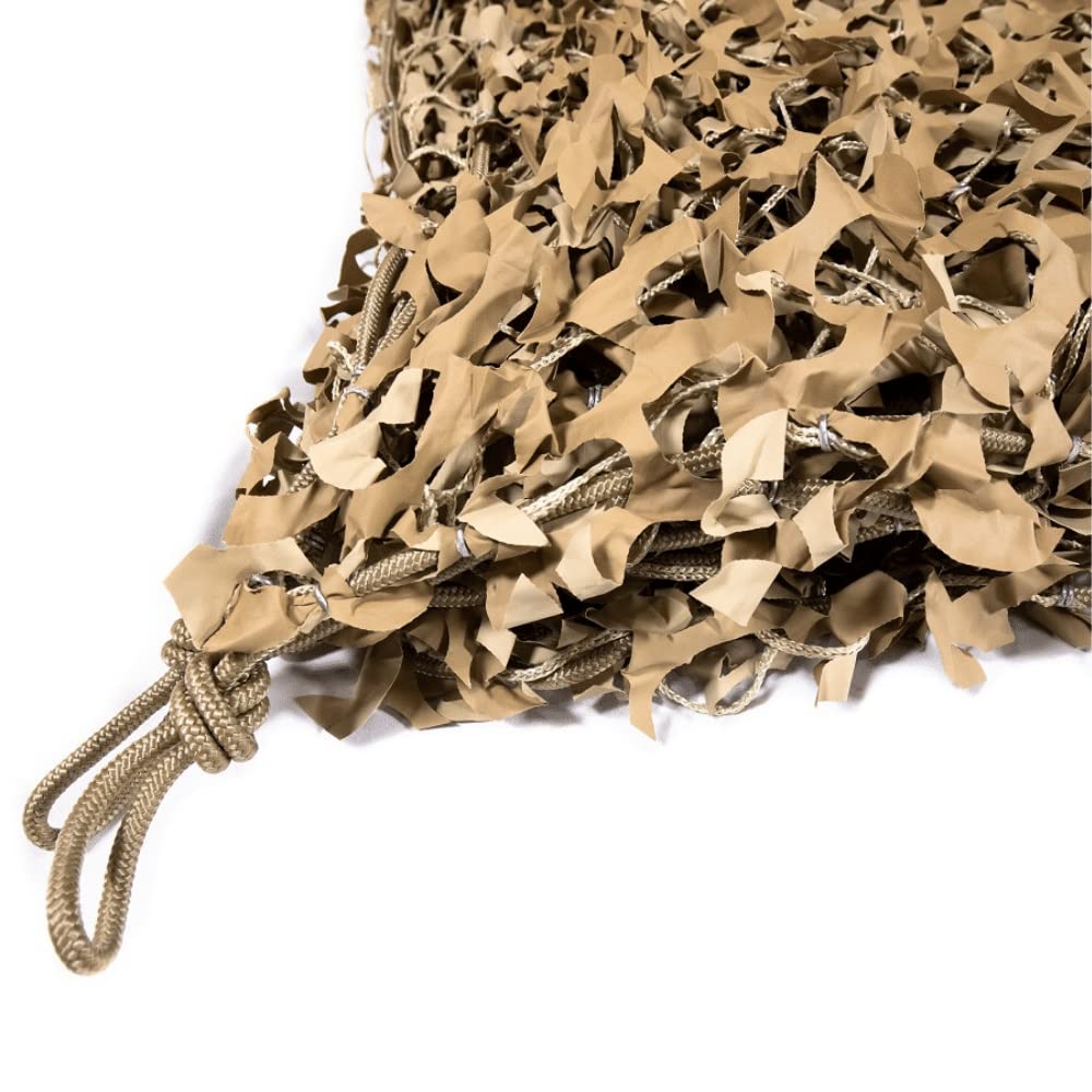 CamoSystems Premium Series Camouflage Military Spec Net with Mesh Netting Attached, Large, 9'10" x 19'8", Desert - Light Tan/Tan