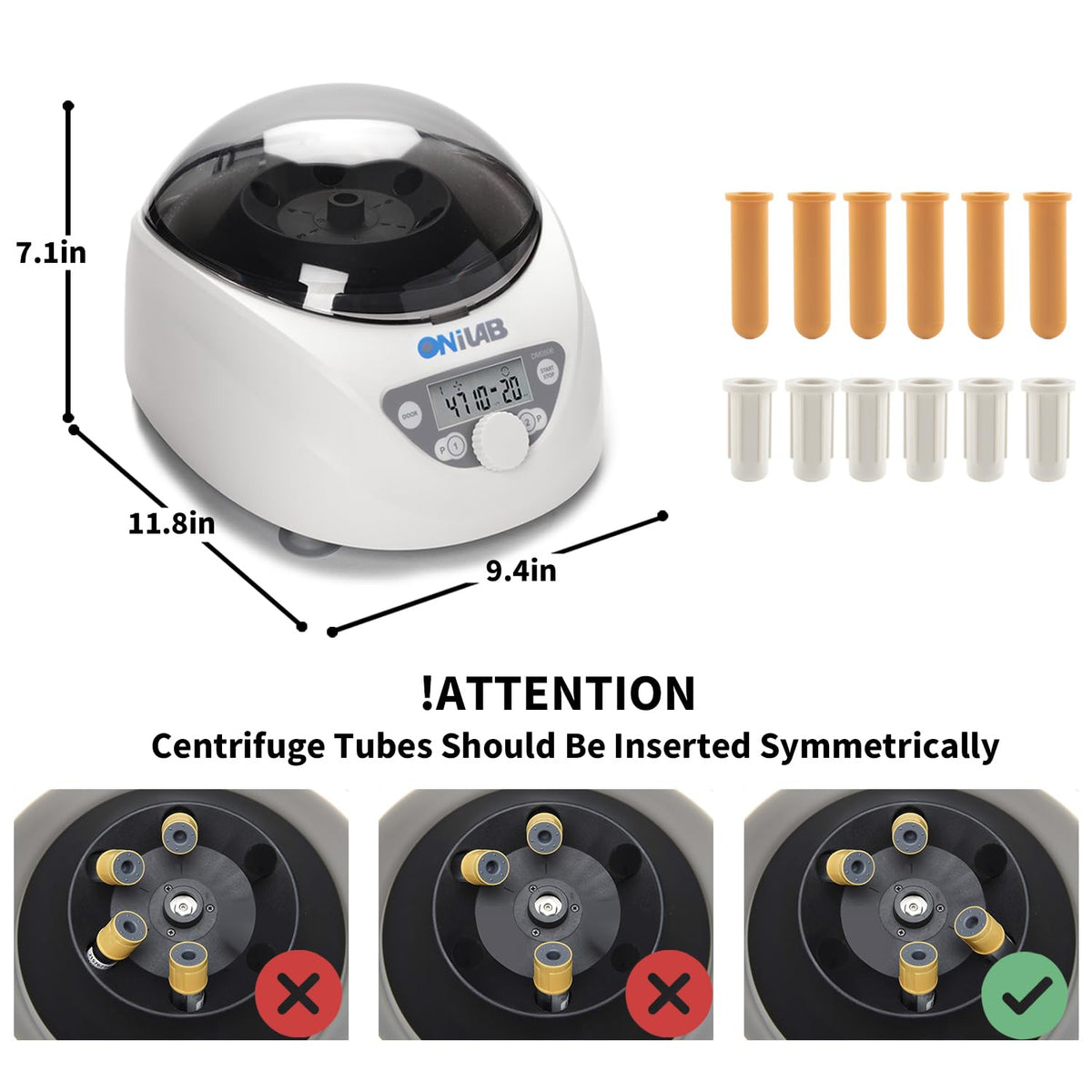 ONiLAB Lab PRP Benchtop Centrifuge 6x15mL/10mL/7mL/1.5-5ml, 300-5000rpm(Max. 2600xg RCF),LCD Digital Desktop Lab Centrifuge Timer 30sec-99min, Two Quick Start Programs