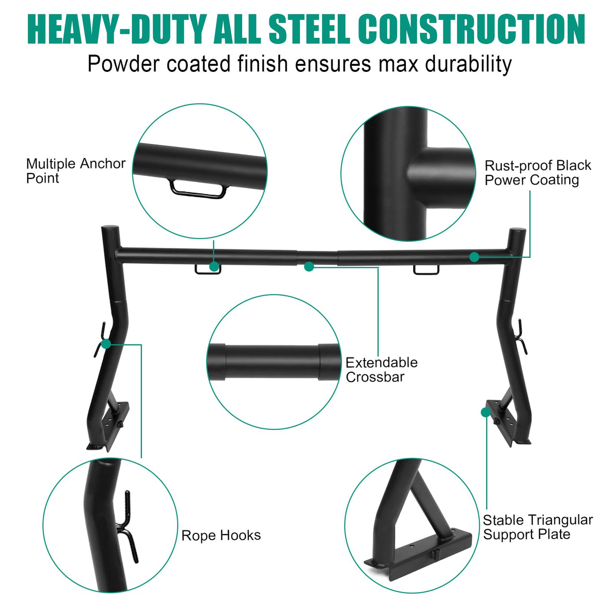 OUTPRIZE Non-Drilling Truck Rack, Heavy Duty Steel Extendable Truck Bed Ladder Rack, Fit for 52" to 71" Wide Truck Bed, 800 lb. Capacity