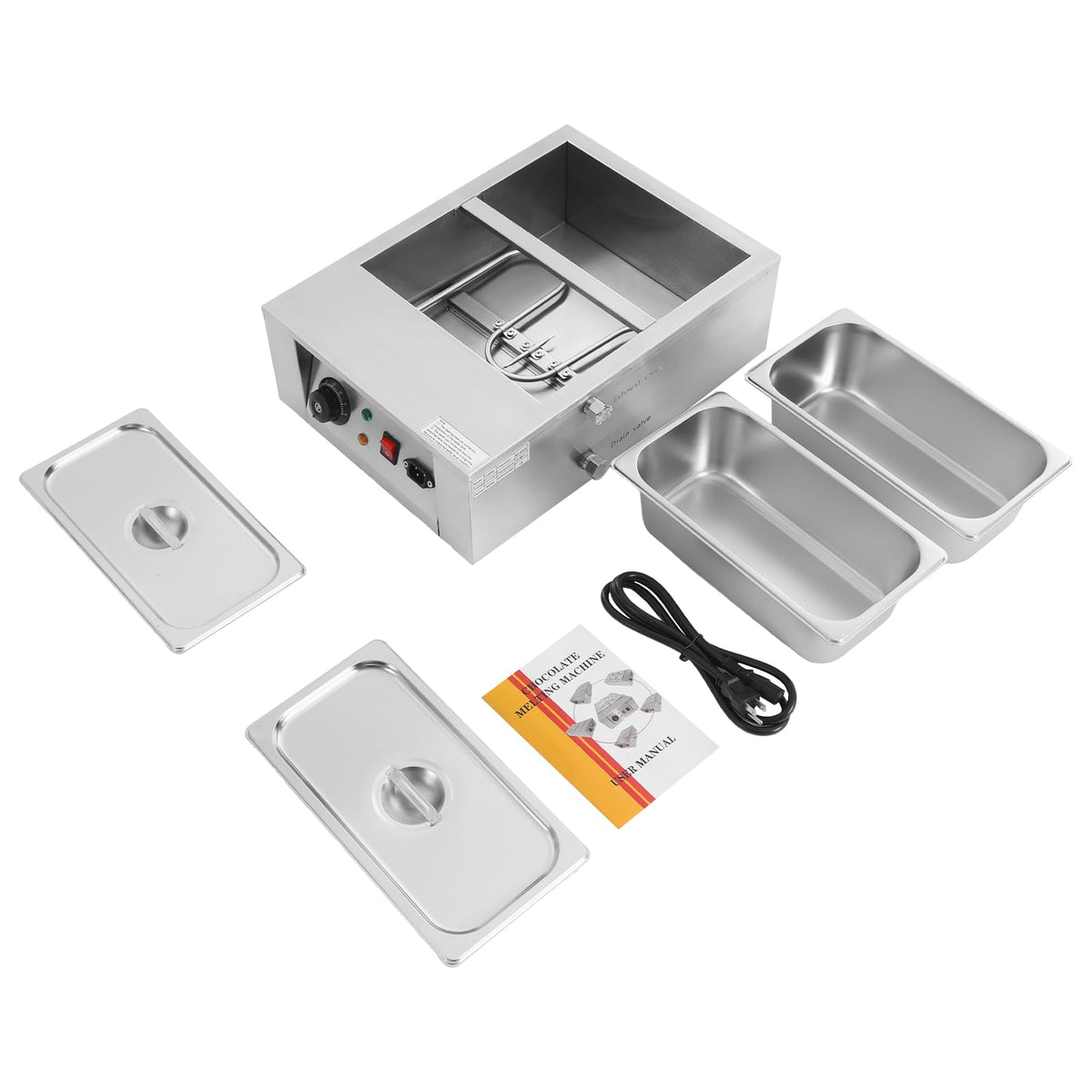 Chocolate Tempering Machine, 600W Chocolate Melting Pot 2-Tanks With Adjustable Temperature & Efficient Heating Electric Chocolate Melter for Heat Cream Milk Butter Jam Etc and Melt Chocolates
