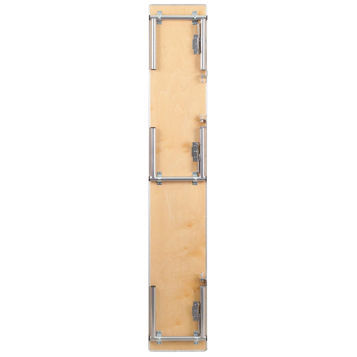 Flash Furniture Amara 72" x 12" x 12" Birchwood Bar Top Riser with Folding Silver Legs, Wooden Foldable and Portable Riser for Event and Bar Tables