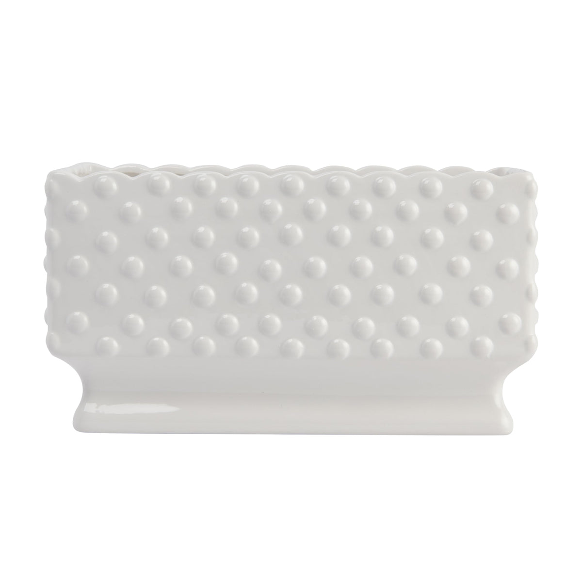 Creative Co-Op White Hobnail Rectangle Ceramic Planter