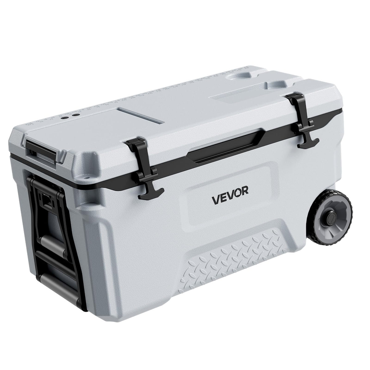 VEVOR Hard Cooler, 52QT Portable Rolling Cooler with Wheels, Leak-Resistant Coolbox Keeps Contents Cool for 48 Hours, Ice Retention Insulated Chests, Ultra-Light for Outdoor Picnics, Grill, Camping