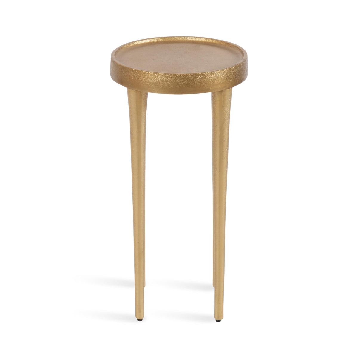 Kate and Laurel Rava Modern Metal Round Drink Table; 10 x 10 x 21; Gold; Cast Aluminum Accent Table for Use as Indoor Plant Stand or Living Room Decor Piece