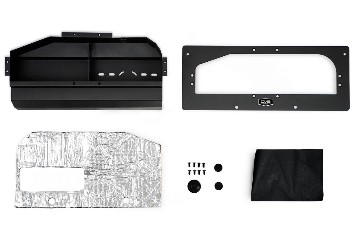 DV8 Offroad Air Compressor Mount & Storage Box for The 2021-2026 Ford Bronco | Designed for ARB Single or Twin Air Compressors | Heat Shield to Reduce Temperatures from Exhaust/Exterior