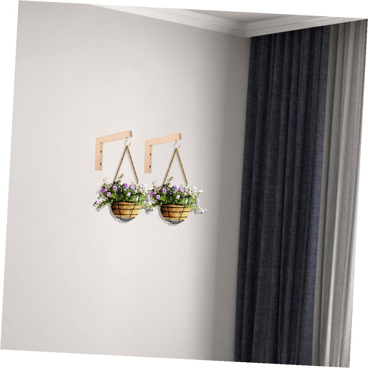 COHEALI 3pcs Wooden Plant Hanger Hooks for Wall Mount, Indoor Outdoor Hanging Brackets for Planters, Bird Feeders, Wind Chimes, and Garden Decor