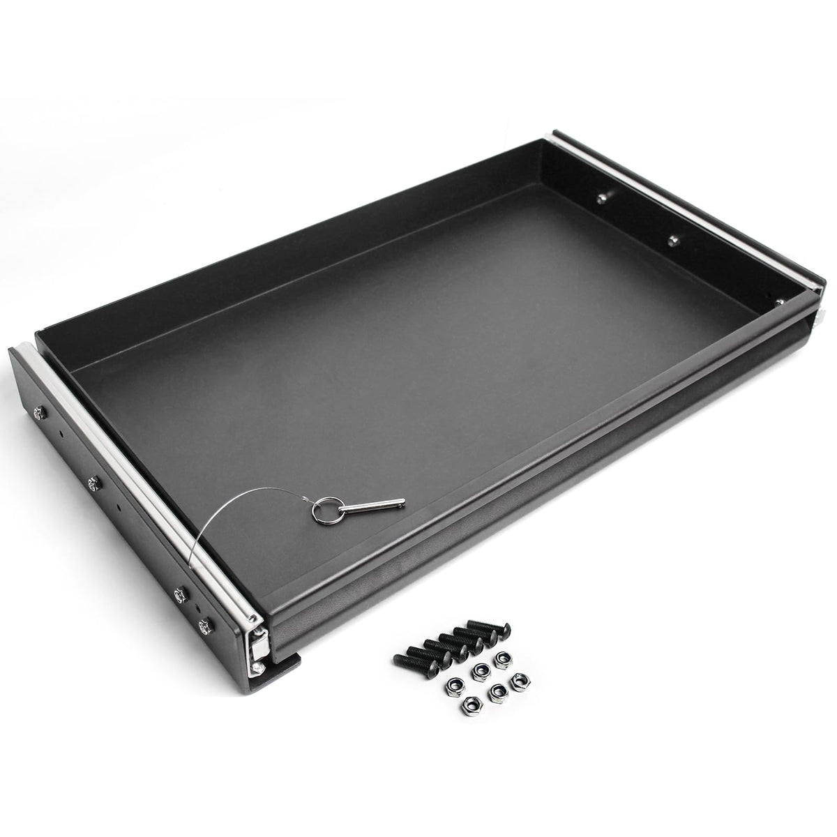 Heavy Duty Steel Sliding Battery Tray,Generator Slide Out Tray for RV, Universal RV Storage Rack for Tools and Outdoor Gear (24"x24"x2.7")