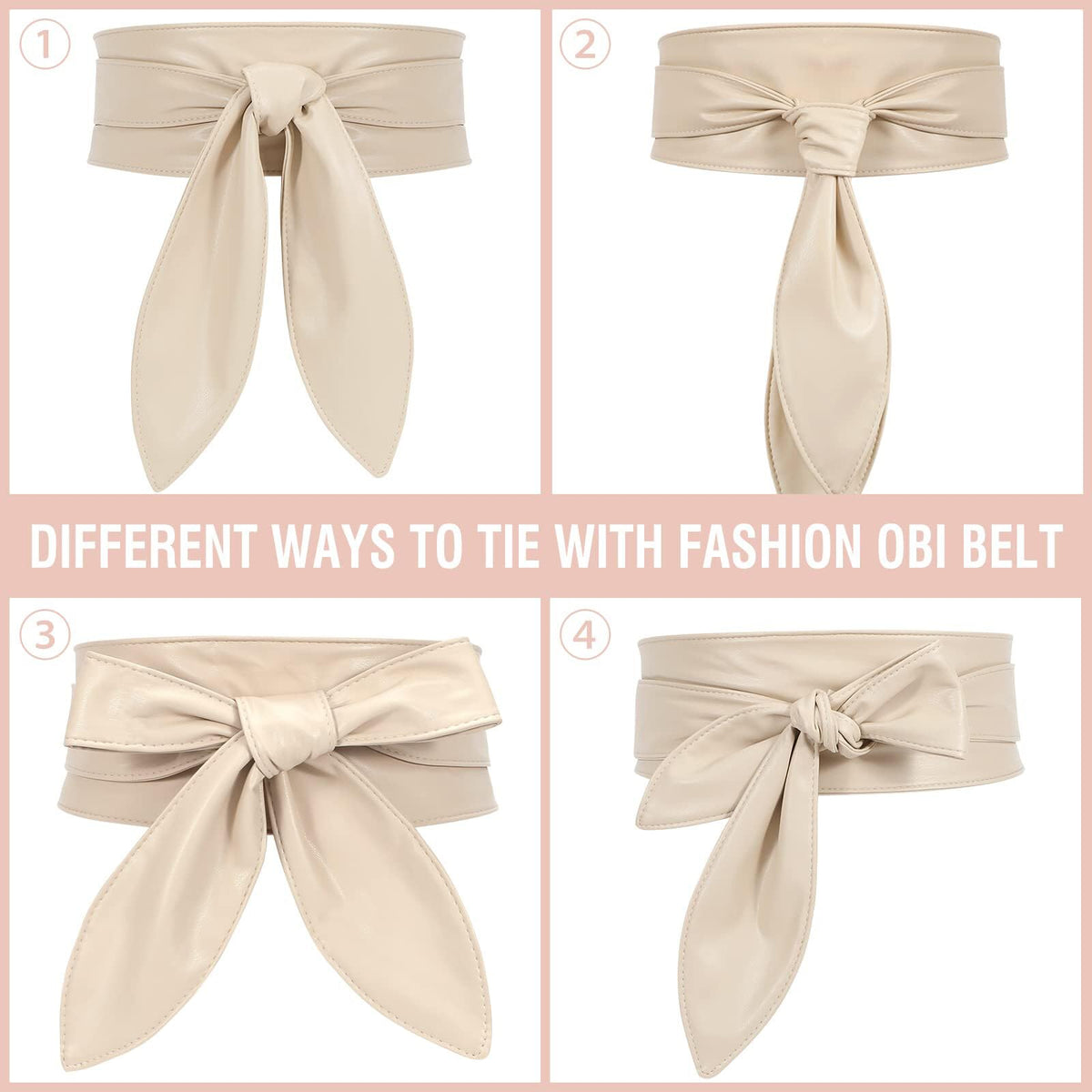 ChinEluviis Womens Obi Belt Fashion Corset Wide Leather Knotted Cinch Tie Wide Belt for Evening Dress Beige M