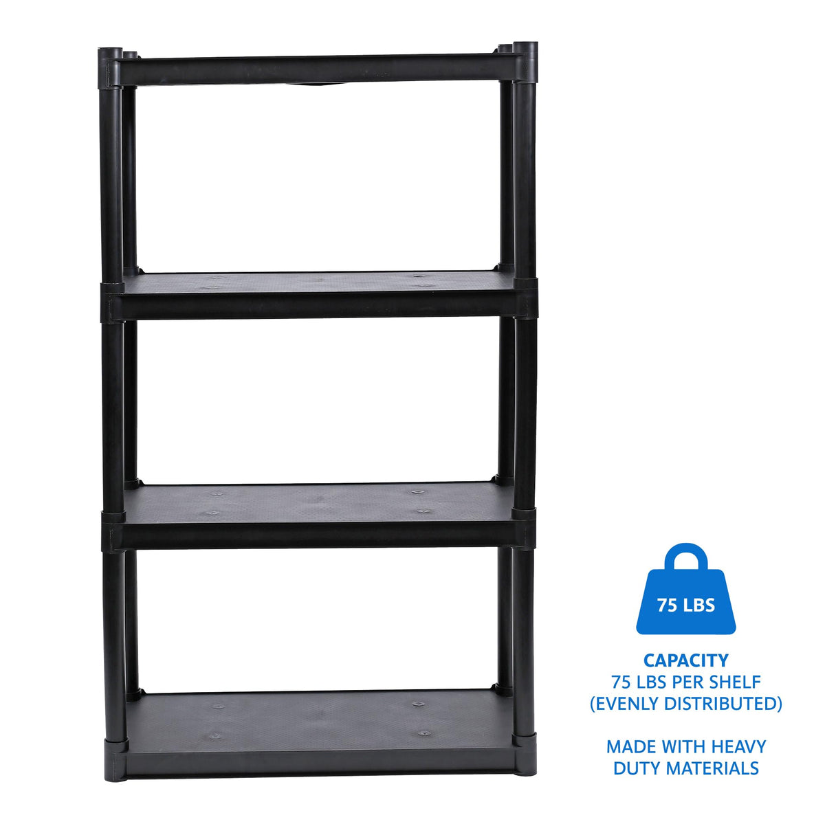 Iceberg Rough 'N Ready 4-Shelf Open Storage Shelving System, 32” W x 54” H, 13”D, Black