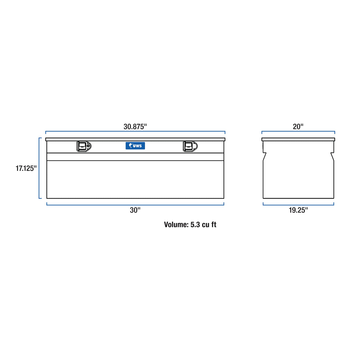 UWS EC20121 30-Inch Heavy-Wall Aluminum Truck Storage Box, RigidCore Lid