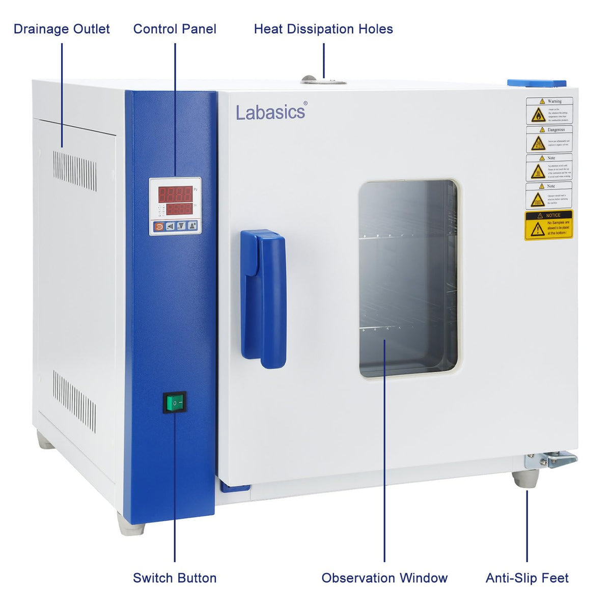 Labasics Forced Air Convection Oven, RT+10-250°C, Digital Control with Timer, for Laboratory Drying, 110 V, 43L