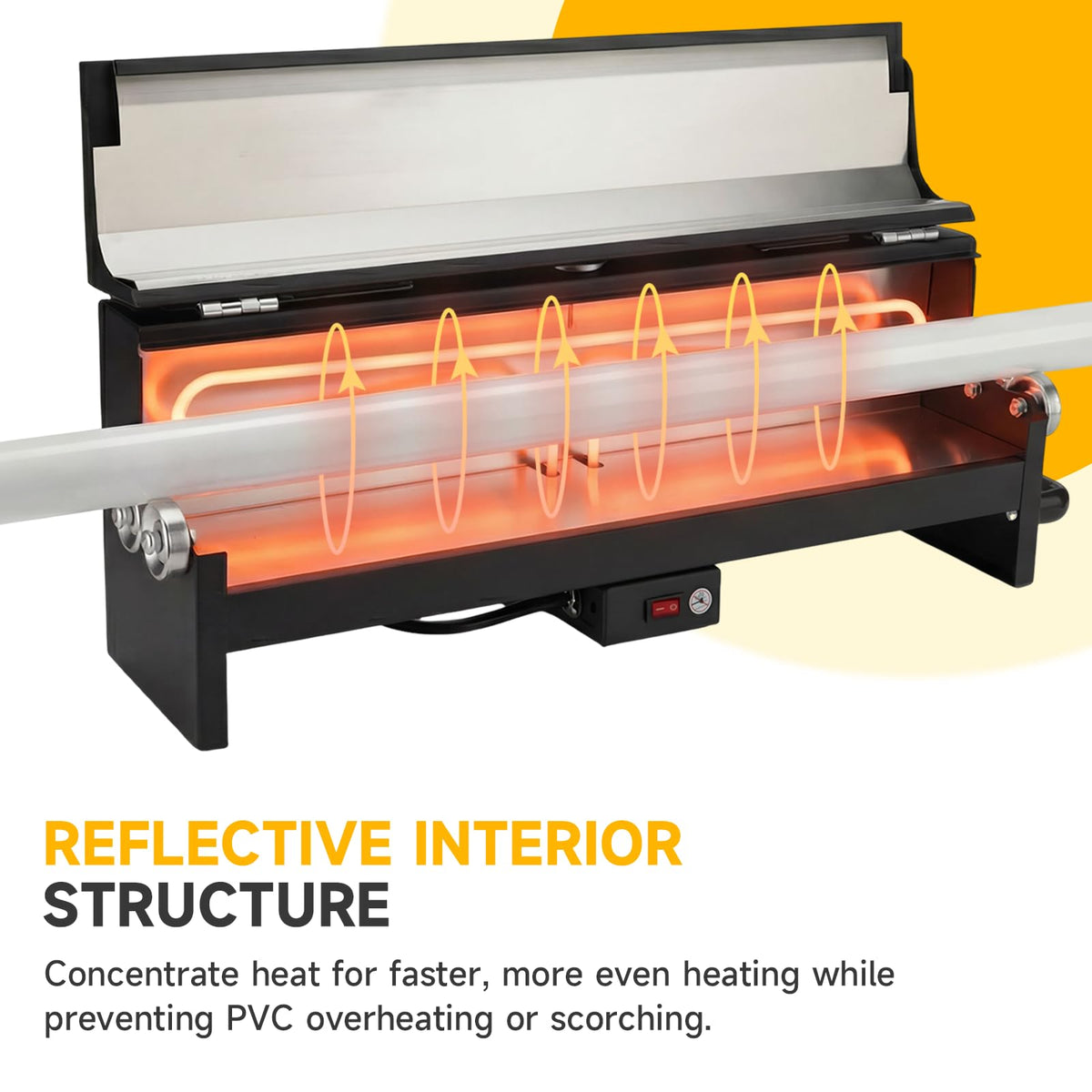 Racewill 1/2" to 2" PVC Conduit Bending Heater, Electric Heater Bender Tool for 24" Sections of PVC Pipe, 1700W, 120V, with Temperature Detector, Reflective Interior & Carrying Handle
