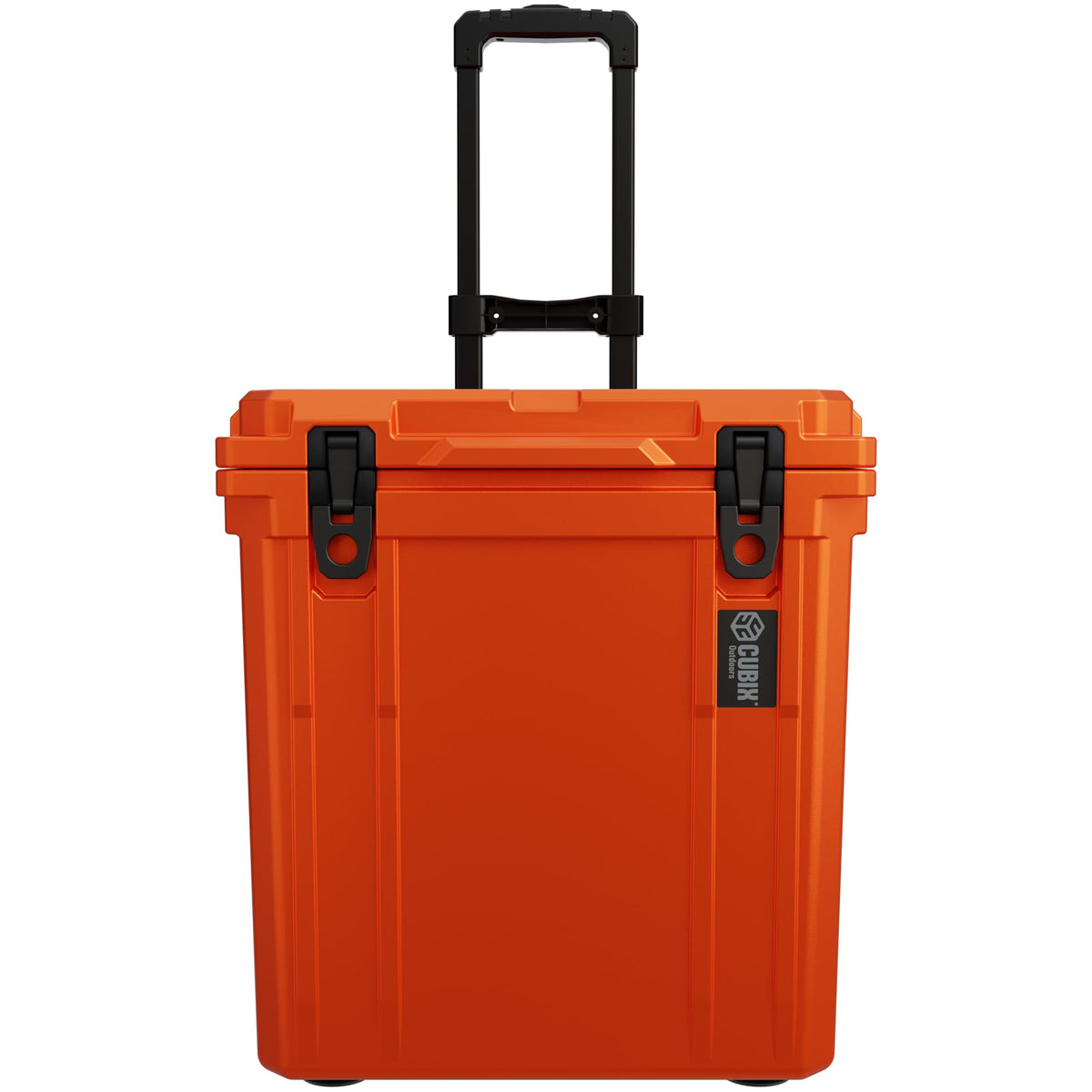 Cubix Outdoors QuadraX 46QT Wheeled Rotomolded Portable Hard Cooler for Camping, Fishing, Beach | Heavy Duty Insulated Ice Chest with Wheels and Handle | Cold Retention 5 Days (Ember Orange)