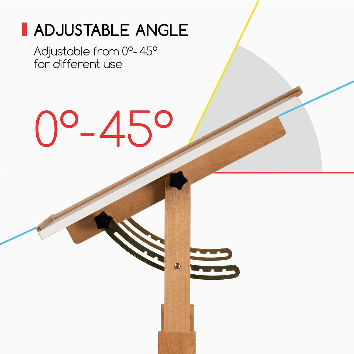 MEEDEN White Adjustable Drafting Table: 35.5" x 23.5" Art Drawing Desk with Height Adjustment - Solid Beech Wood Craft Painting Table - Large Tilting Table for Adults Artists Writing Working