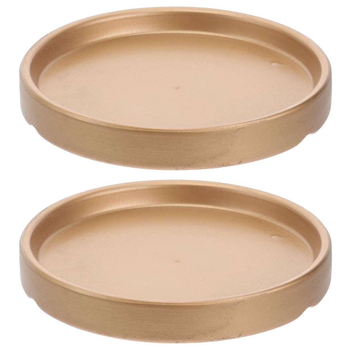 2PCS Ceramic Plant Saucer 5 Inch Round Succulent Pot Trays Elegant Golden Planter Drip Trays Flower Pot Saucers for Indoor Plant Office Home Decor