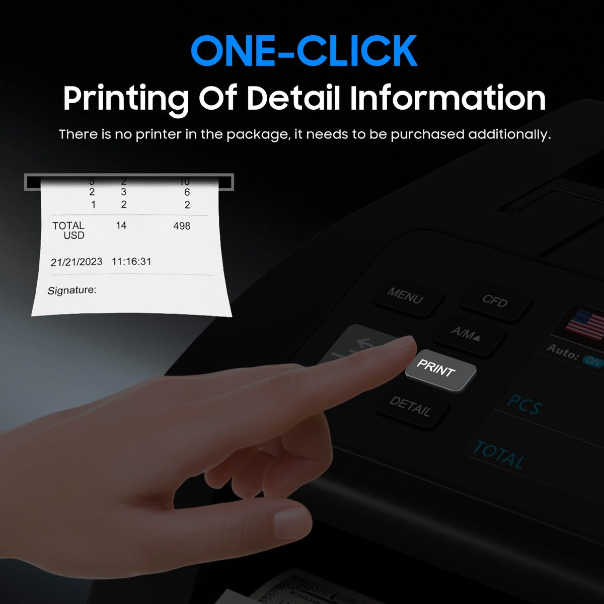Mixed Denomination Money Counter CIS/MG/IR/DD/DBL/HLF/CHN，Dollar Euro MXN GBP CAD Money Counter Machine with Value Add Batch Modes on TFT Display