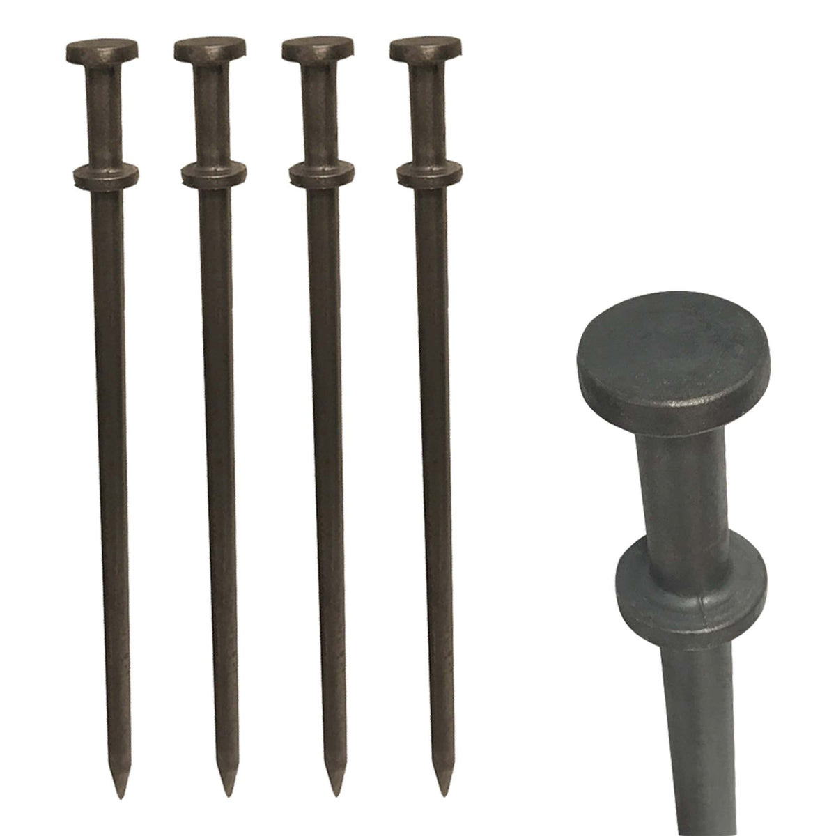 Moose Supply Double Head Tent Stakes, Heavy Duty Steel Outdoor Ground Spikes to Anchor Commercial Inflatables, Party Tents and Camping Shelters, 3/4 Inch x 36 Inch, Pack of 4