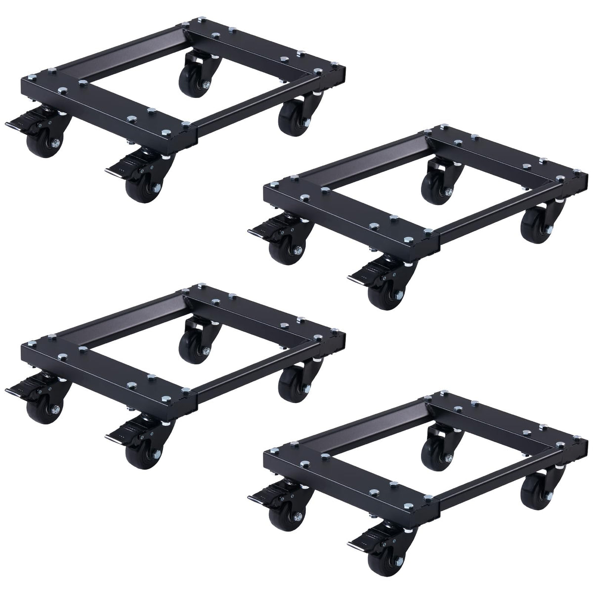 GVGBUK Heavy Car Dolly Set of 4, Heavy Duty Wheel with Brake, Total Weight 6000 LBS, Double ramp Design for Moving Cars, Trucks, Trailers, Motorcycles, and Boats