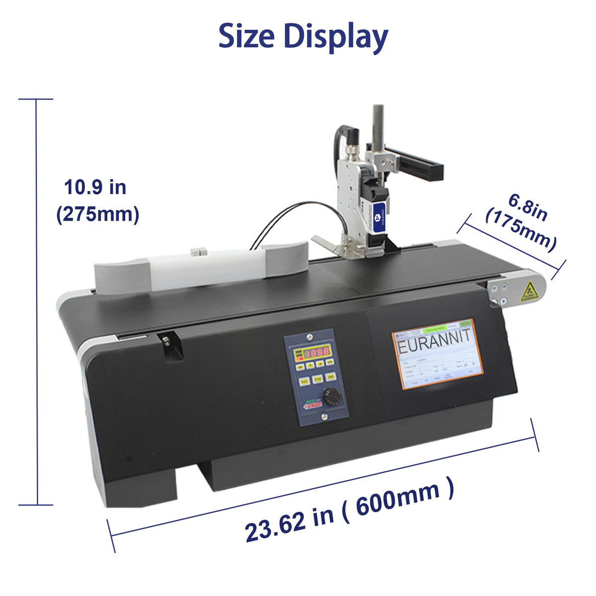 Eurannit XC20E Industrial Inkjet Printer System with Conveyor Belt and Ink Cartridge (0.5 inch Black), TIJ Inkjet Coding Machine 12.7mm Print Height for Small Packaging & Micro Production Lines