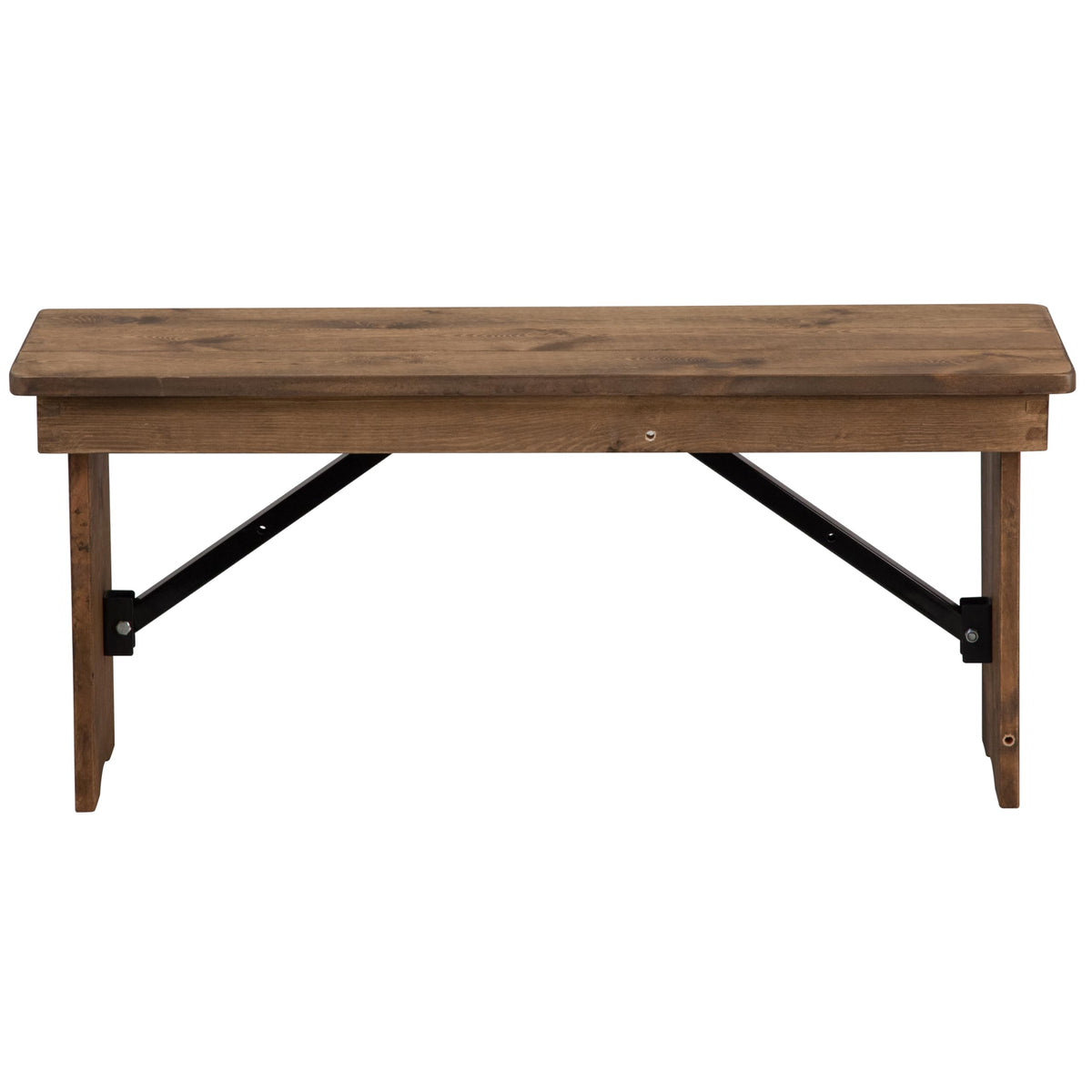 Flash Furniture Hercules Series 40" x 12" Commercial Grade Rustic Solid Pine Folding Bench, Antique Farmhouse Dining Bench, Seats up to 2 Adults