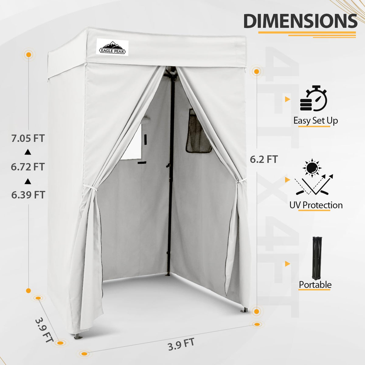 EAGLE PEAK Flex Compact 4x4 Pop-up Canopy Changing Room, Portable Privacy Dressing Room for Indoor Fashion Photoshoots, Camping, or Pool, White