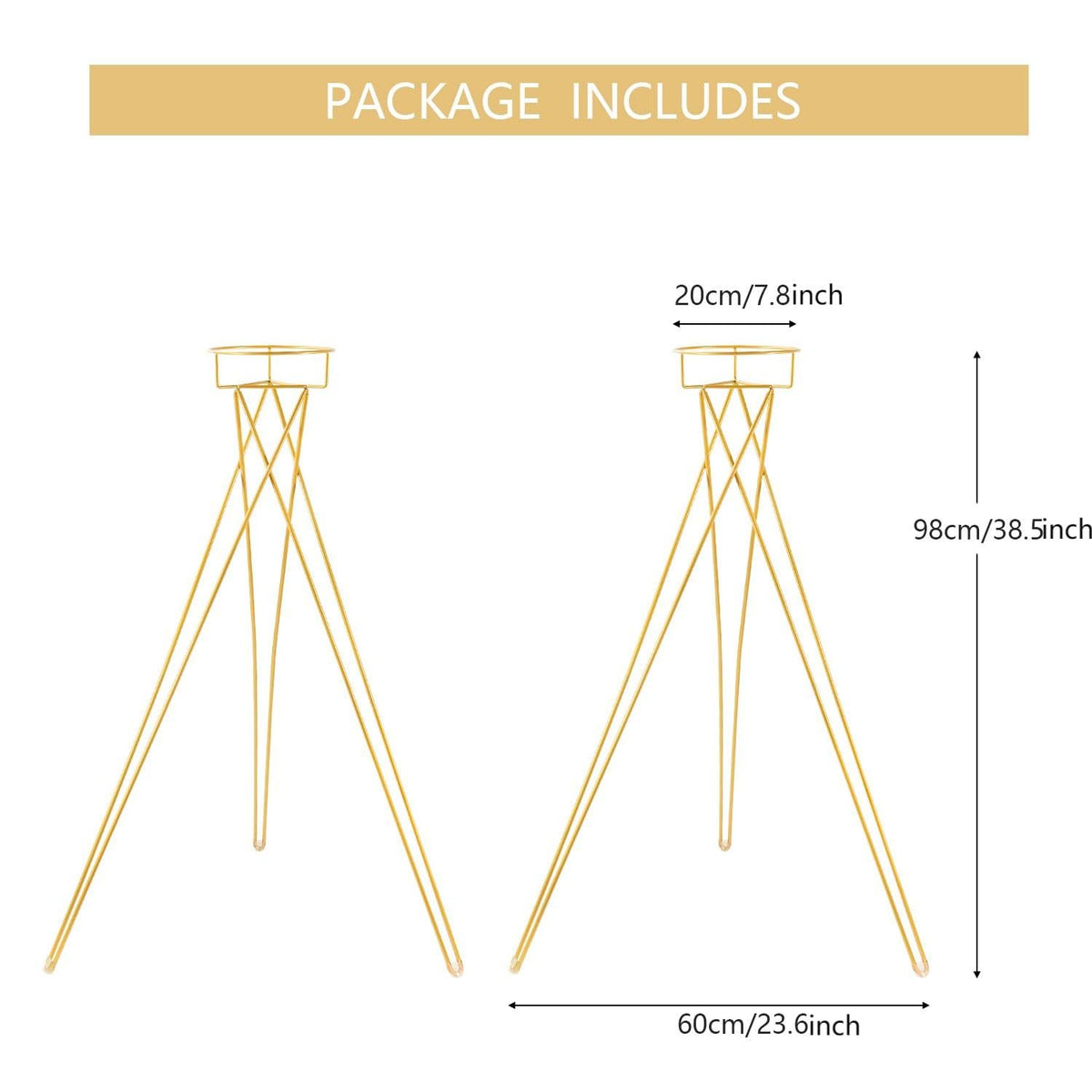 Bigsee 2 Pcs Gold Flower Stand Display -41.3" Tall Flower Arrangement Stand, Metal Flower Pot Holder Rack for Wedding Centerpieces Opening Party Reception Aisle