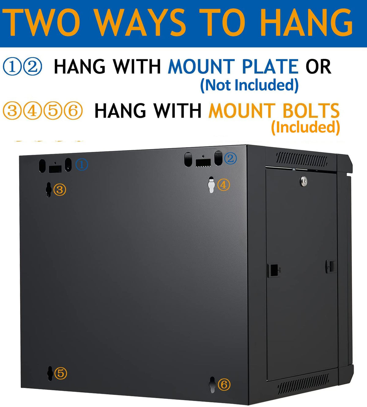 Tedgetal 9U Wall Mount Server Cabinet Network Rack Vented Enclosure Locking Door