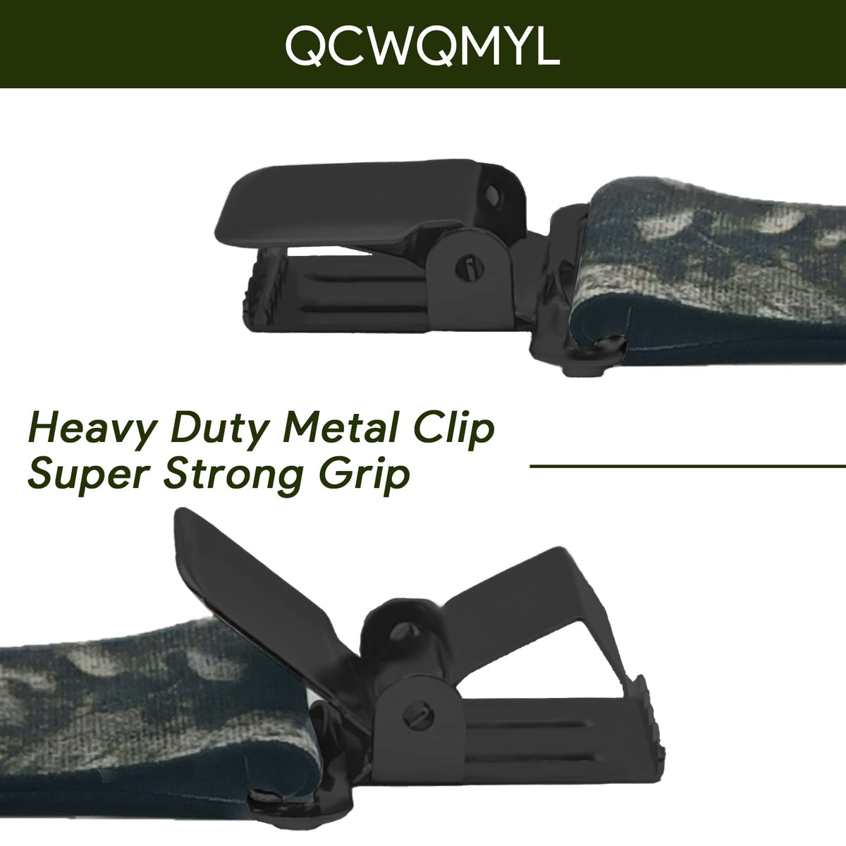 QCWQMYL Men's Side Clip Suspenders 2'' Wide Heavy Duty Clips Elastic Straps Trucker Style Suspenders for Men Big and Tall