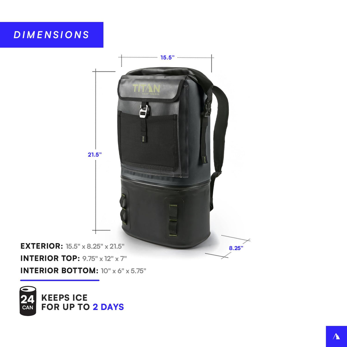 Titan by Arctic Zone Deep Freeze Welded Backpack Cooler - 24 Can Insulated Cooler Bag, Tactical Forest