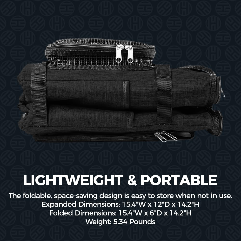 Halo 28L Hybrid Cooler & Warmer Bag | Electric Travel Cooler, Collapsible for Easy Storage, Keep Drinks Cold & Food Warm, Ice Free Cooling, Includes Shoulder Strap, DC Power Cord & AC Adapter — Black
