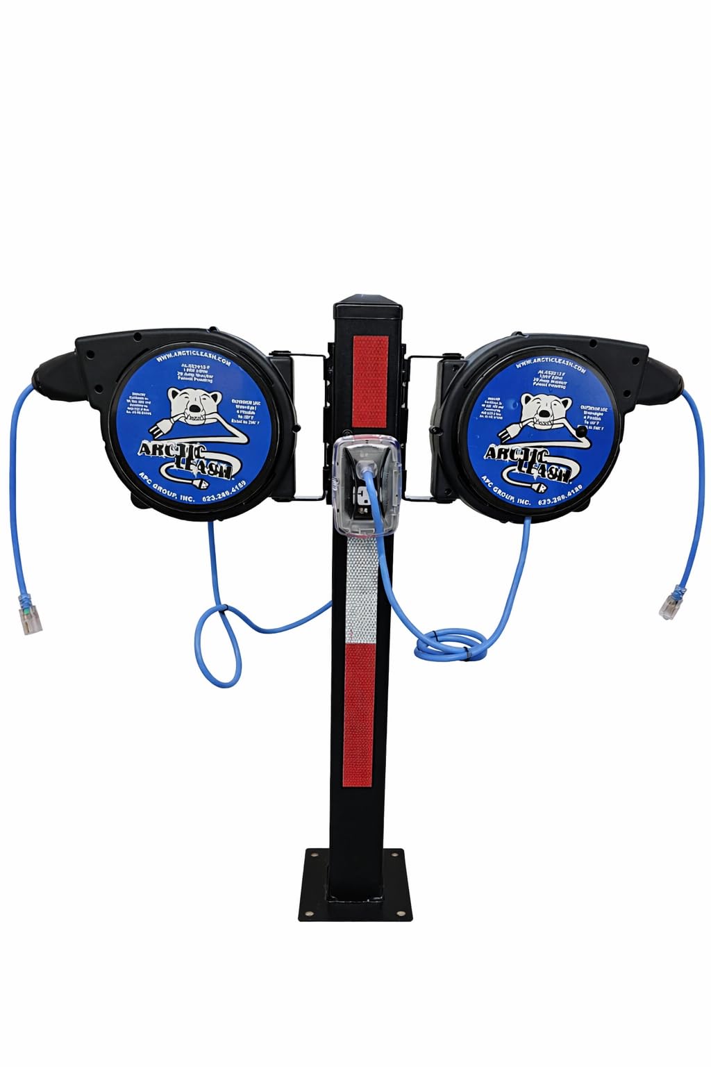 ARCTIC LEASH 20ft. 12/3 SJEOOW Cable, Outdoor/Watertight, Extreme Cold Weather Retractable Extension Cord Reel – 20 ft with 20A Resettable Breaker, 180° Swivel Mount, Retractable to -60°F.