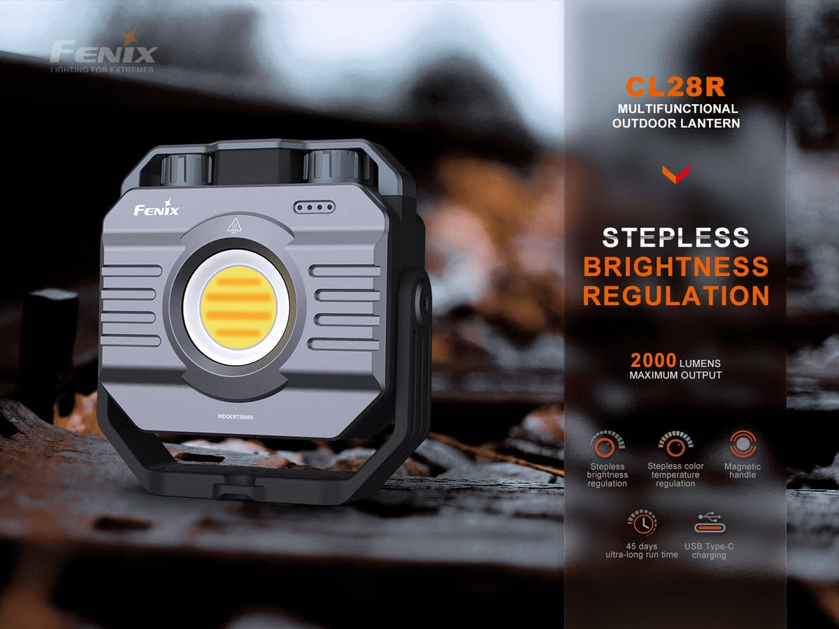 Fenix CL28R 2000 Lumen Rechargeable Work Light(Worksite Light) Warm White/Cool White/red Photo/Video Light with EdisonBright USB Charging Adapter Bundle