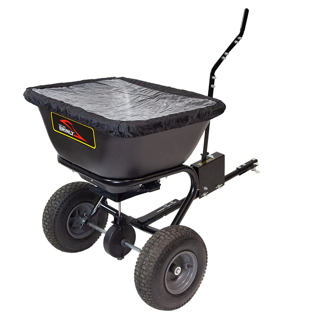 Brinly BS26BH-A Tow Behind Broadcast Spreader with Universal Hitch, 125 lb. - Deluxe Matte Black