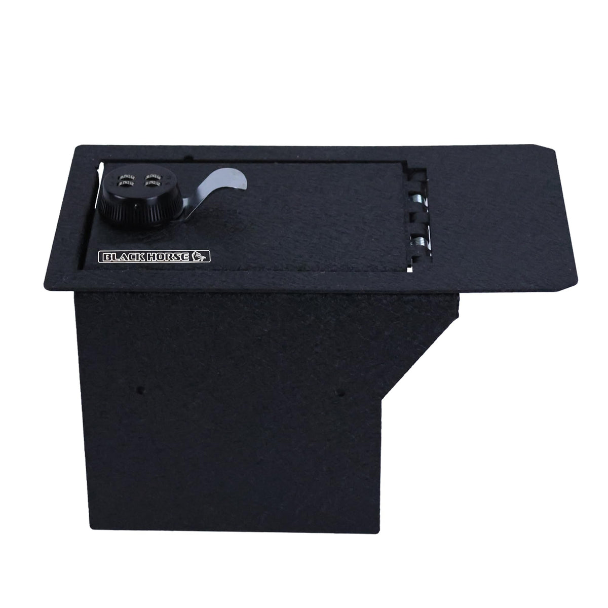 Black Horse Center Console Safe Security Lock Box, Black Gun Box Organizer, with 4 Digit Combination Resettable Lock Compatible with 2023-2024 Ford F-250 Super Duty-ASFS23
