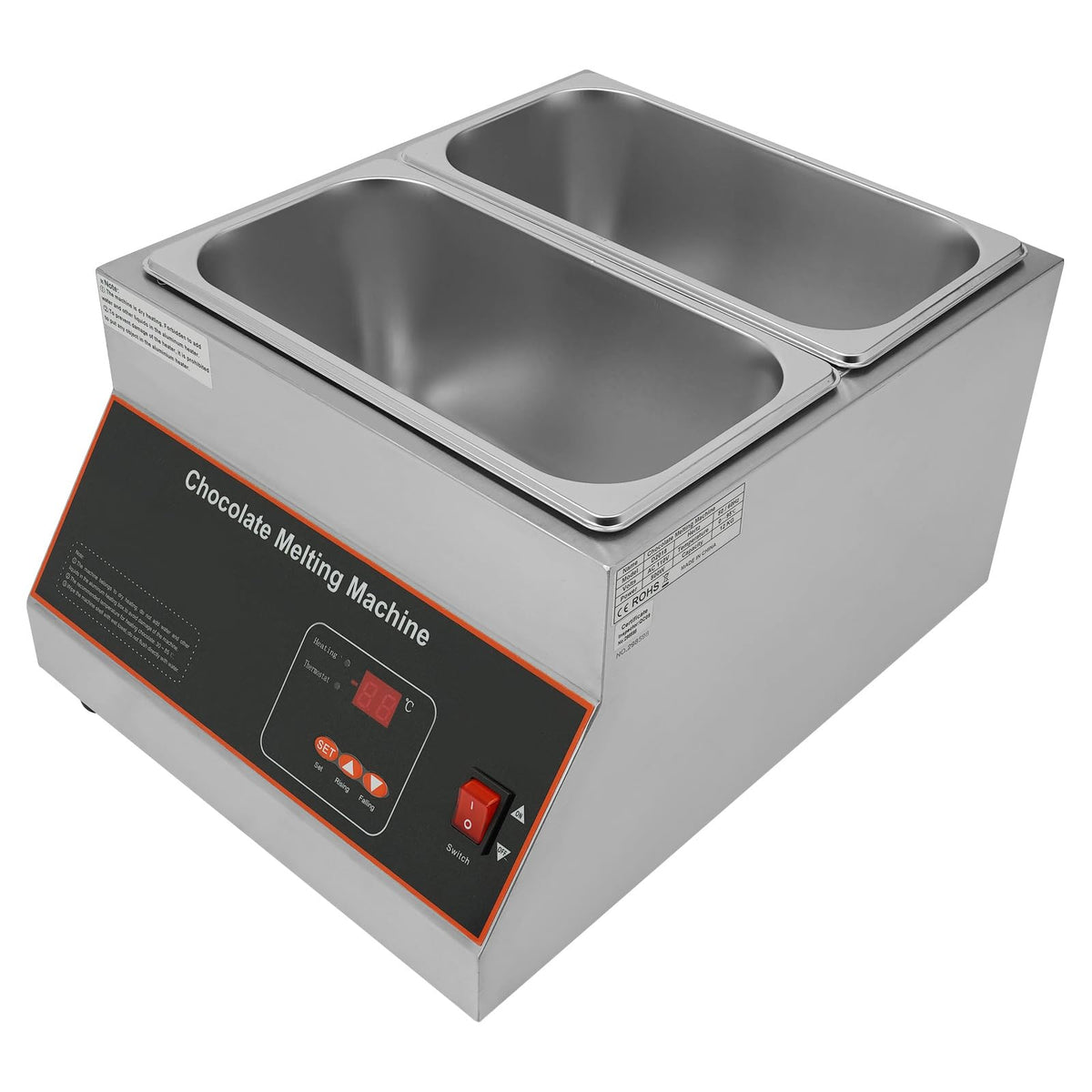 Chocolate Melting Machine, 500W Electric Chocolate Melter, 26.46 Lbs Capacity Chocolate-melting Pot with Adjustable Temperature for Hotels Restaurants BakeriesCoffee Shops