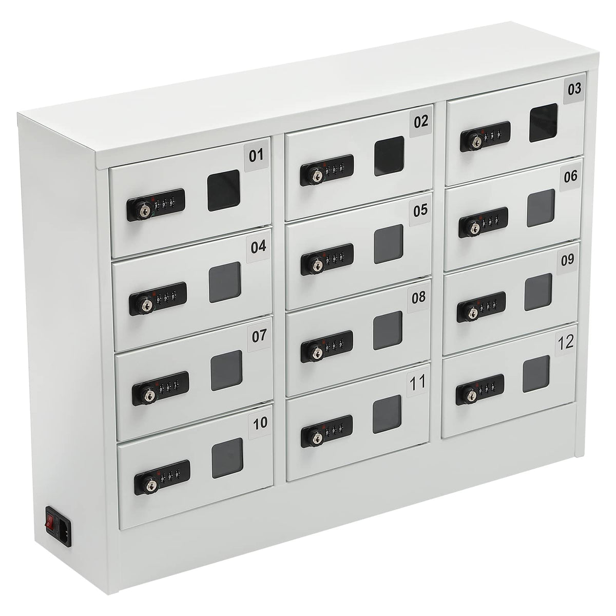 12-Slot Cell Phone Charging Cabinet with 3 in 1 Cable, QC3.0 Fast Charging & Combination Lock -Must-Have for Office & Classroom