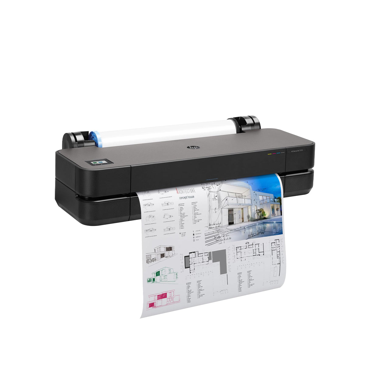HP DesignJet T210 Large Format 24-Inch Plotter Printer for Easy CAD & Poster Prints (8AG32T), Includes 2-Year Warranty & Support
