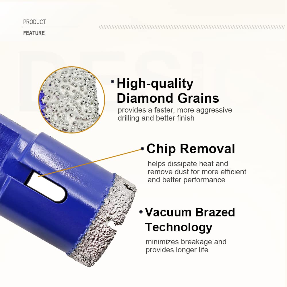 SHDIATOOL Diamond Core Drill Bits for Hard Stone Concrete Marble Granite Brick Laser Welded Dry or Wet Hole Saws