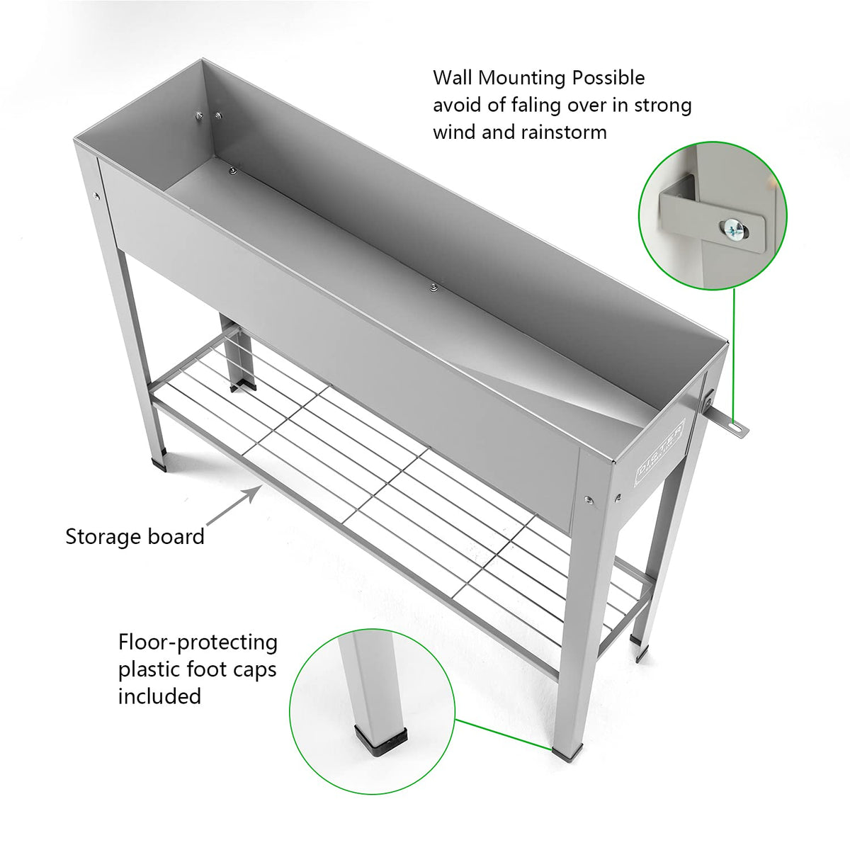 DIGTER Metal Raised Garden Bed,Raised Planter Box with Legs,Herbs and Vegetables Planter Suitable for Outdoor Patio Deck and Porch (Gray)