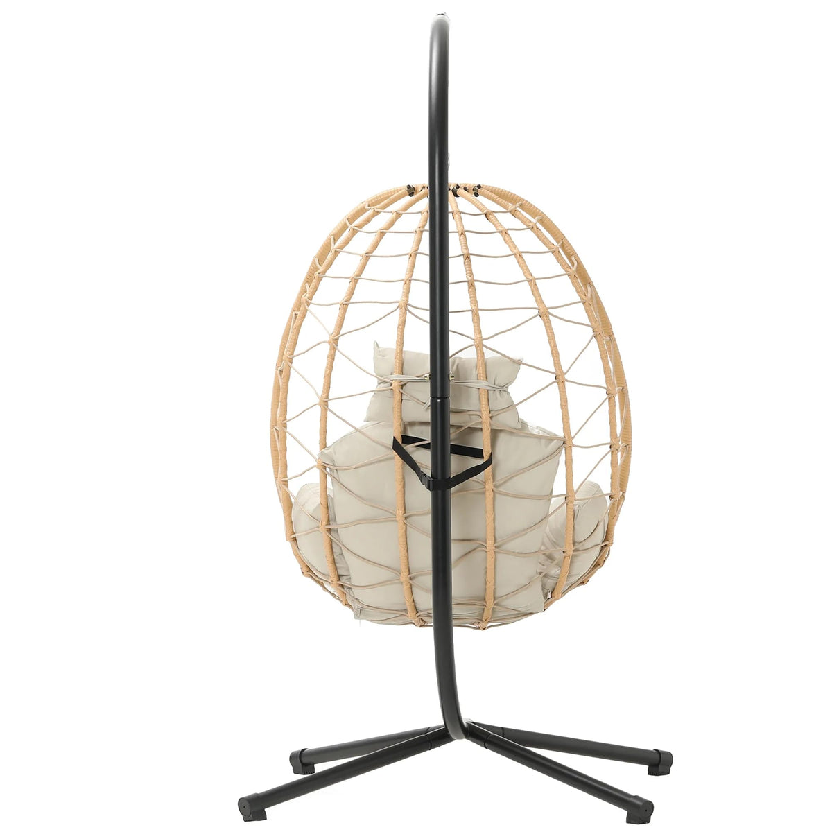 LEX CRAFT Egg Chair with Stand, Swing Chair Hanging Chair Nest Basket, UV Resistant Removable & Washable Cushions,350LBS Capacity for Bedroom, Balcony, Garden（YE-BE