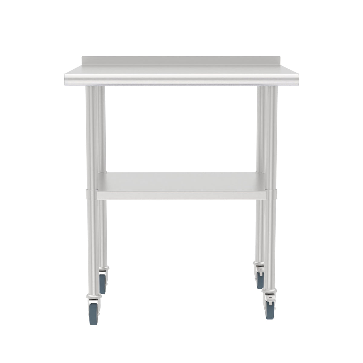 STEELBUS Stainless Steel Work Table with Back Panel,Undershelf and Casters,Commercial Prep Table for Kitchen, Restaurant,Garage,Workshop,NSF Certified,Durable,Scratch & Rust Resistant