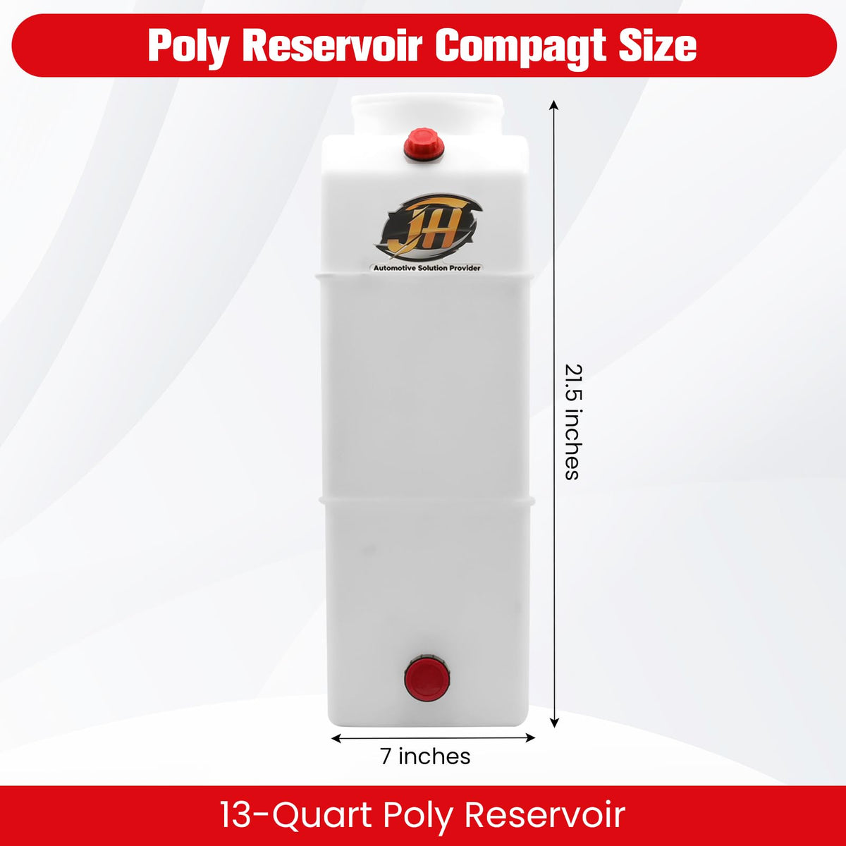 13 Quart Poly Power Unit Reservoir for Hydraulic Systems, Polyethylene Flat Bottom Utility Fluid Tank for Dump Trucks Trailers RVs Boats